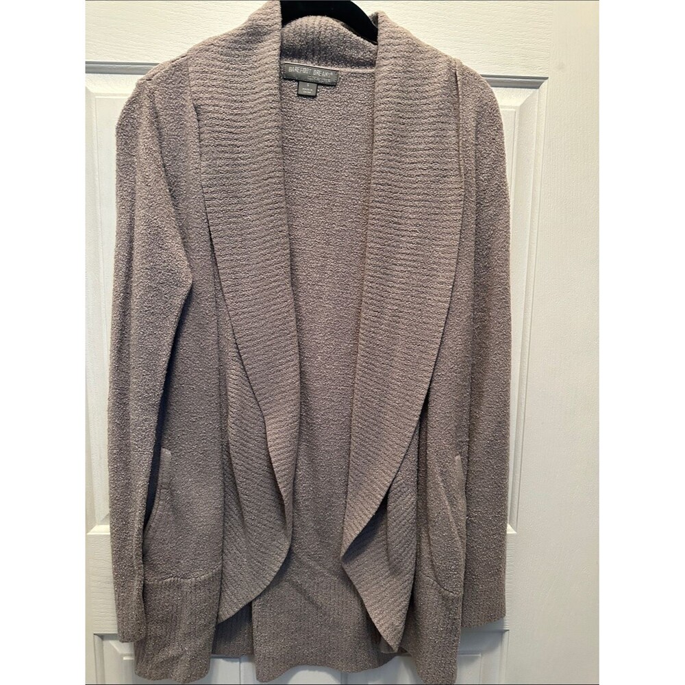 Barefoot Dreams Taupe Open-Front Long Line Shawl Collar Cardigan Size Small